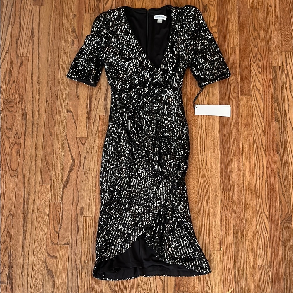 NWT Calvin Klein Sequin Black Dress